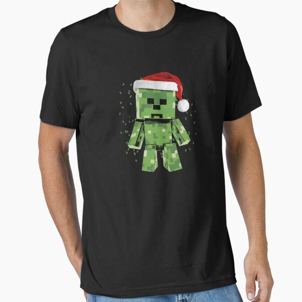 Green Creeper With Santa Hat Shirt Green Creeper With Santa Hat Shirt